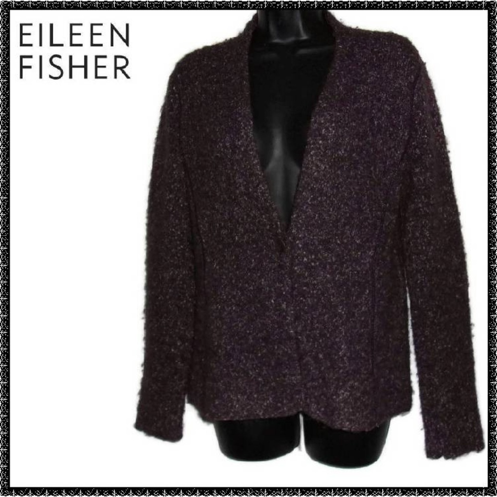 EILEEN FISHER Sweater S Brown BUTTON CARDIGAN
